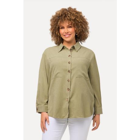 Ulla Popken  Blusa dal taglio oversize in velluto a coste con collo da camicia e maniche lunghe 