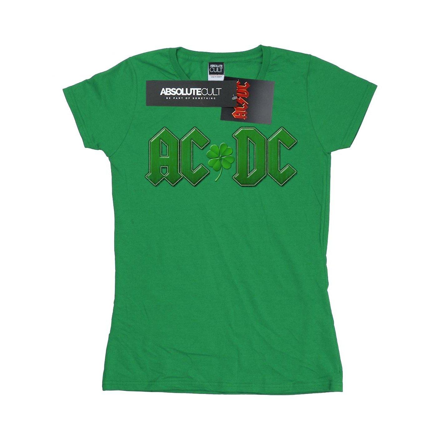 Image of Acdc Shamrock Logo Tshirt Damen Grün M