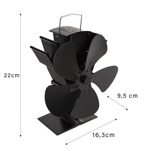 Northio Ventilateur de cheminée à 5 pales alimenté par la chaleur  