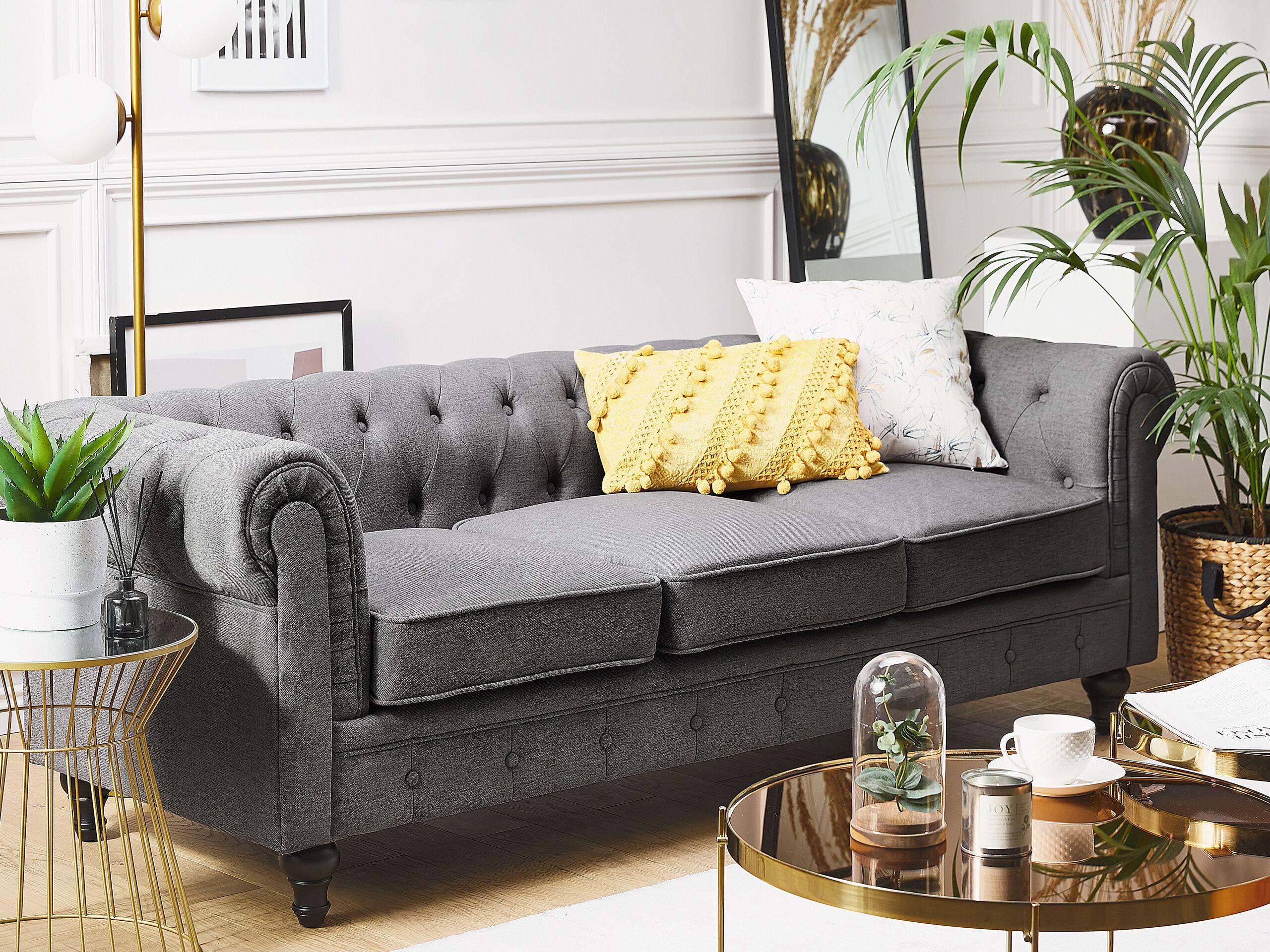 Beliani Canapé 3 places en Polyester Glamour CHESTERFIELD  