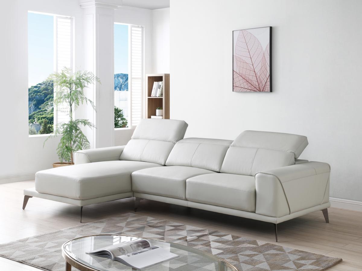 Vente-unique Ecksofa - Büffelleder - Ecke links - Beige - ANDOR  