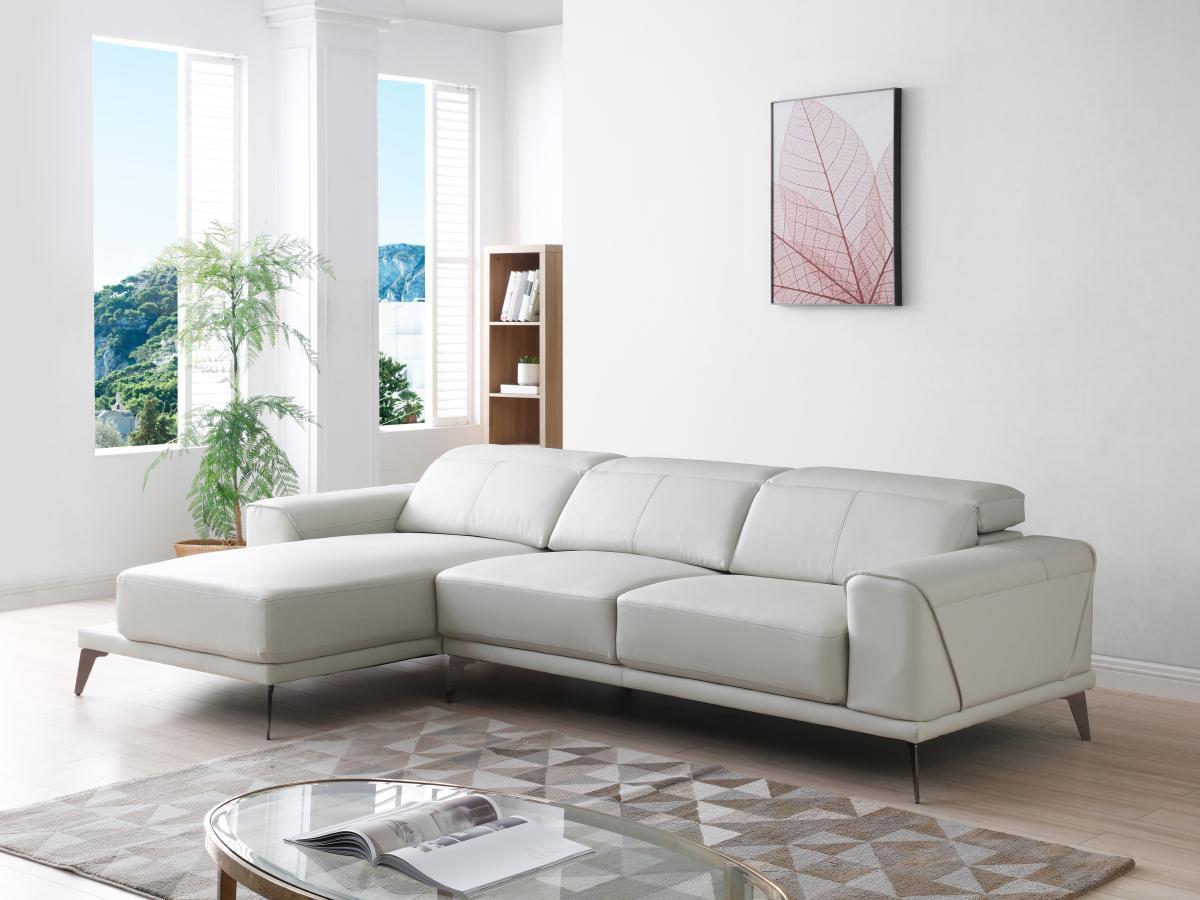 Vente-unique Ecksofa - Büffelleder - Ecke links - Beige - ANDOR  