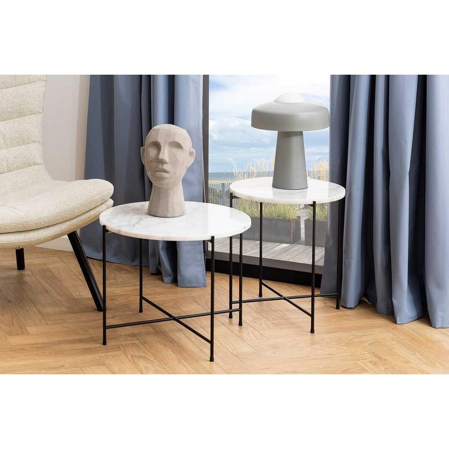 mutoni Table d'appoint Léon marbre blanc 42  