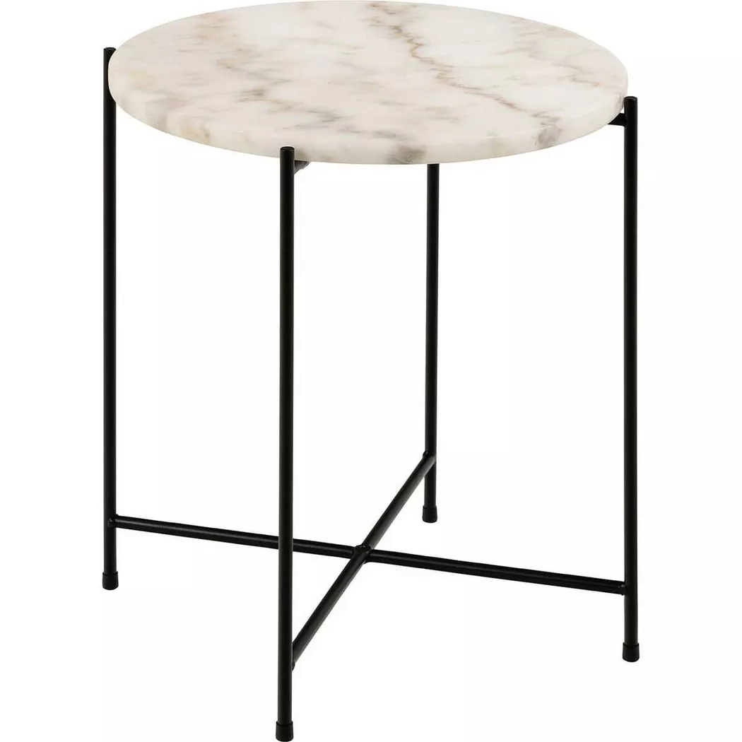 Avila Side Table With White Marble Effect Diameter 42x45 cm, none