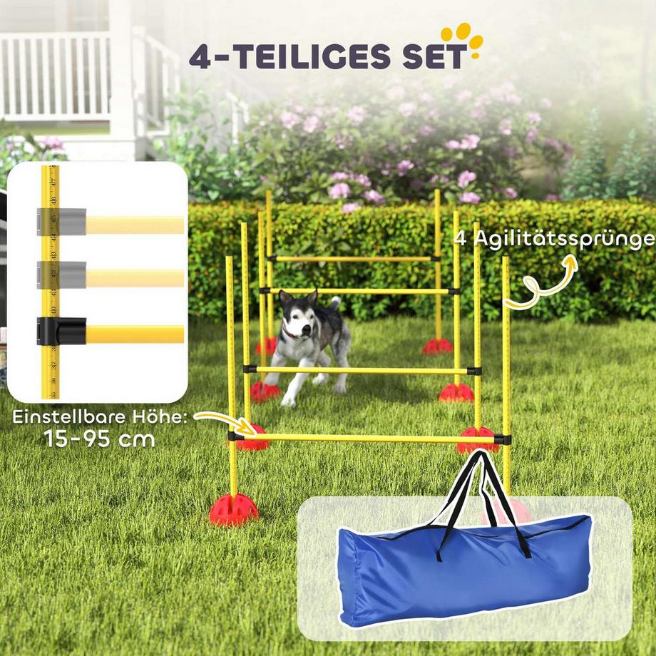 Northio  Agility Set Hunde 5-teiliges befüllbar Agility-Ausrüstung für Hundetraining Steckhürdenset mit höhenverstellbar Hürden Tragetasche Trainingszubehör Koordinationstraining für Spiele Training Aosom 