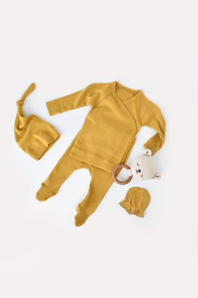 BabyCosy Organic  4 Pcs Set, Pantalon, T-shirt, Bonnet, Moufles 