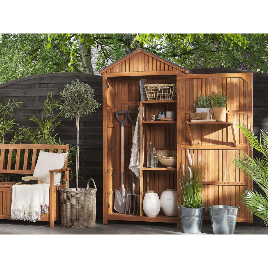 Beliani Armoire de jardin en Acacia Traditionnel SAVOCA  