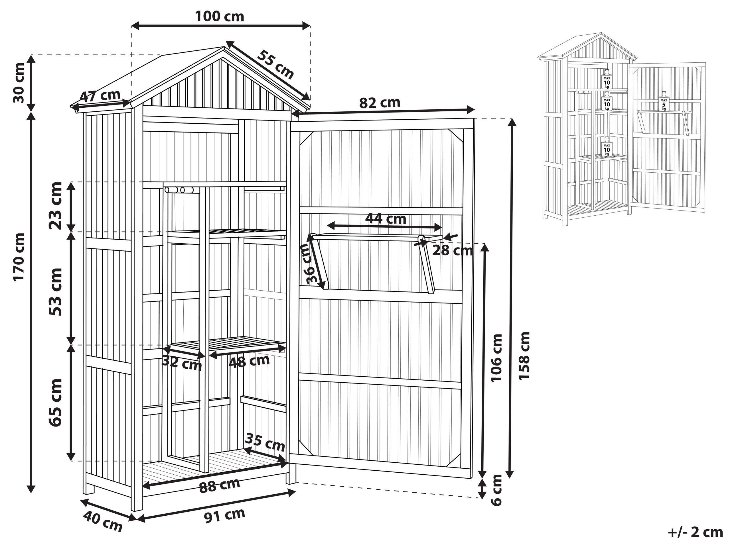 Beliani Gartenschrank aus Akazienholz Klassisch SAVOCA  