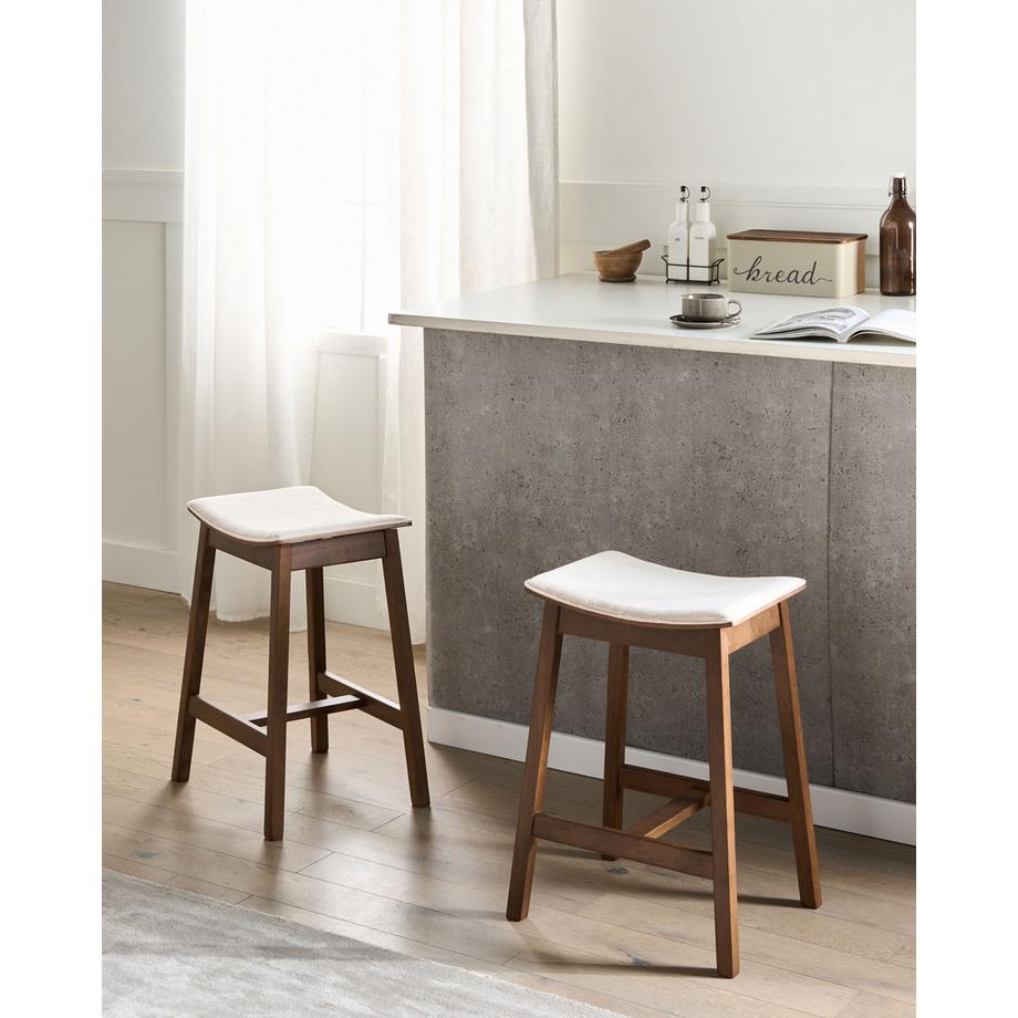 Beliani Lot de 2 tabourets de bar en Bois d'hévéa  DIXON  