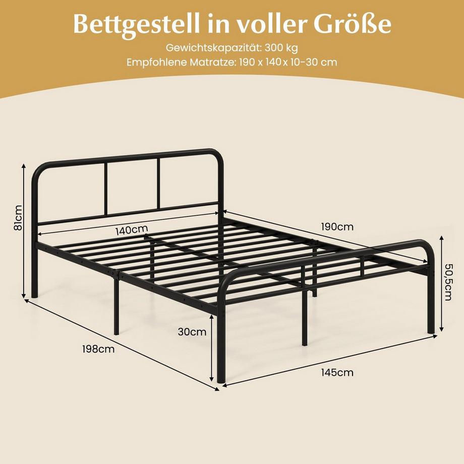 Northix Letto a piattaforma in metallo con testiera  