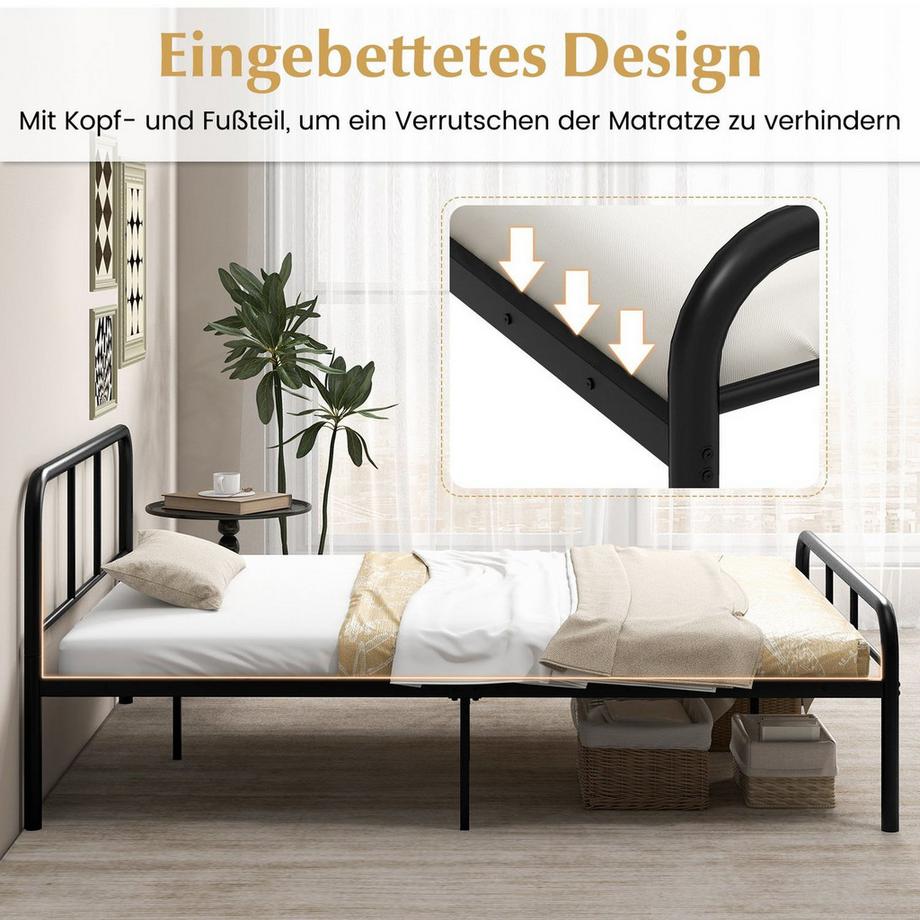 Northix Letto a piattaforma in metallo con testiera  