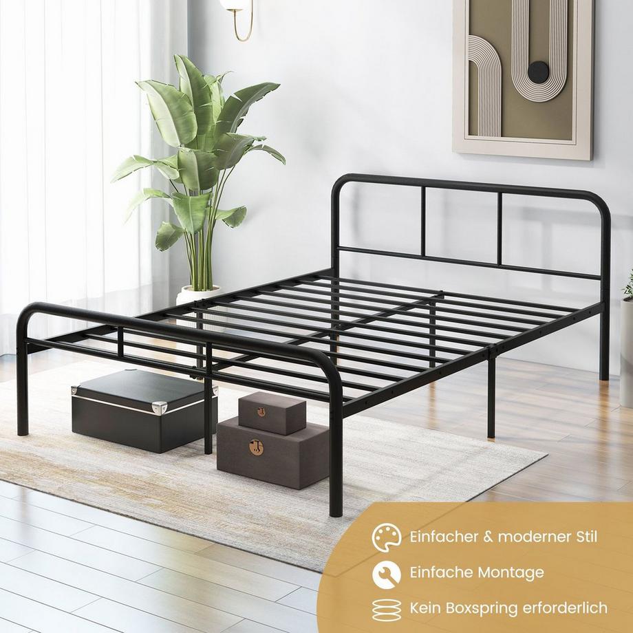 Northix Letto a piattaforma in metallo con testiera  