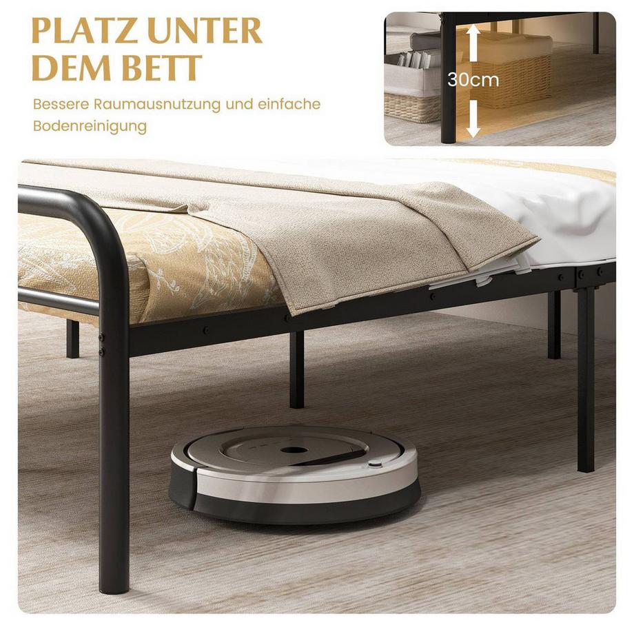 Northix Letto a piattaforma in metallo con testiera  