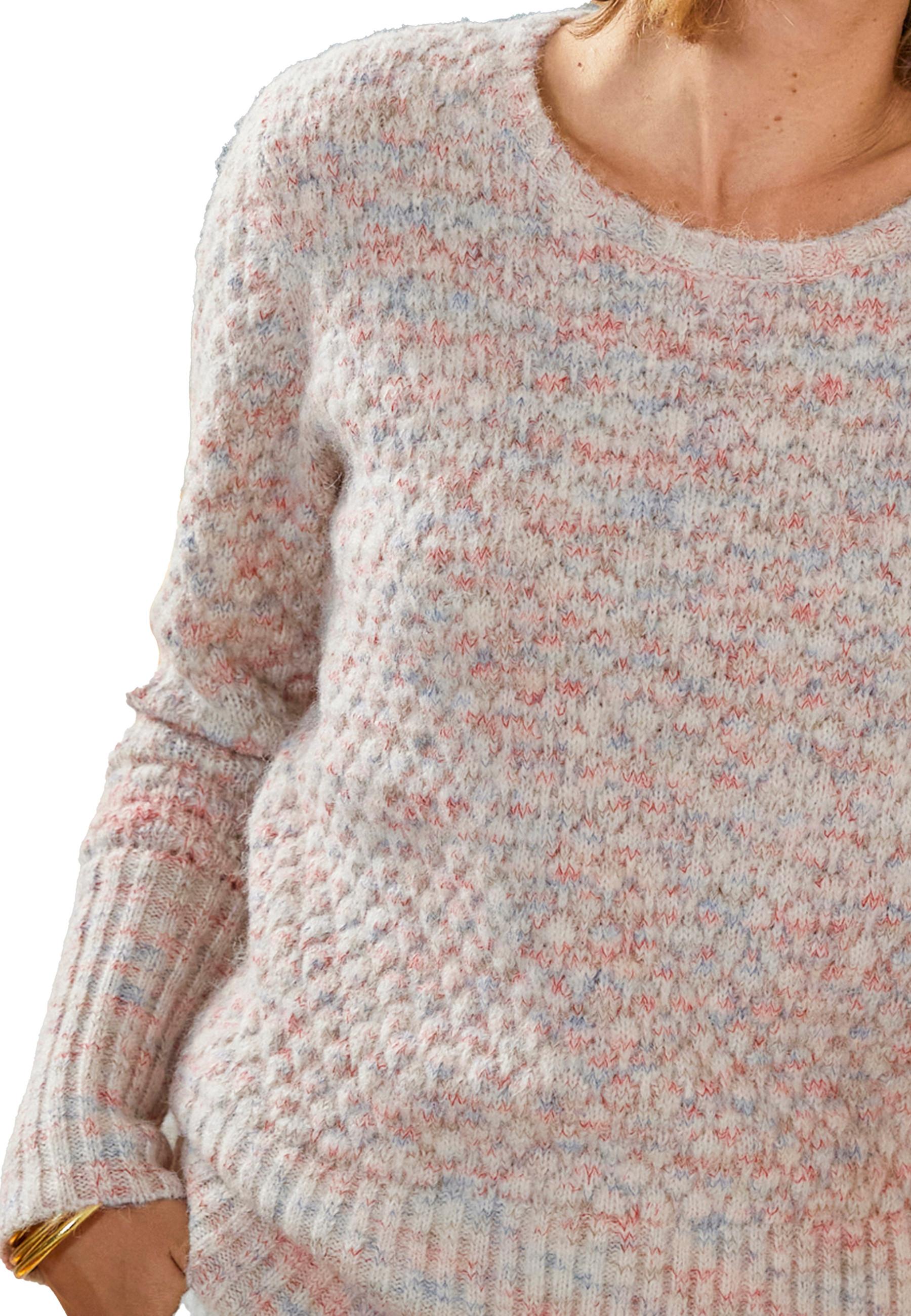 Damart  Pull maille multicolore col rond, manches longues. 