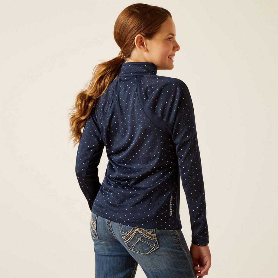 Ariat  t-shirt langarm 1/4 reißverschluss, mädchen sunstopper 3.0 