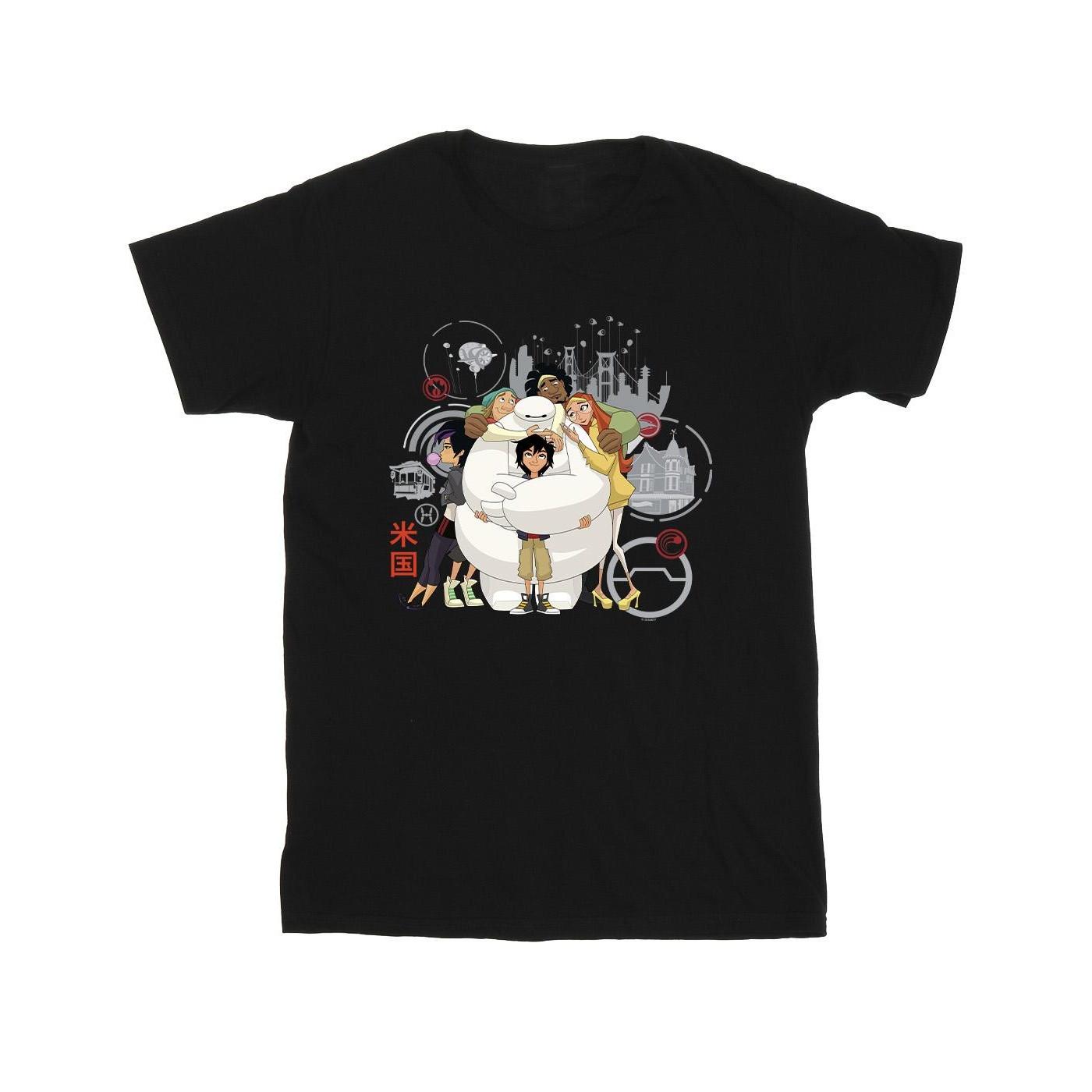 Image of Big Hero 6 Baymax Group Hug Tshirt Herren Schwarz 4XL