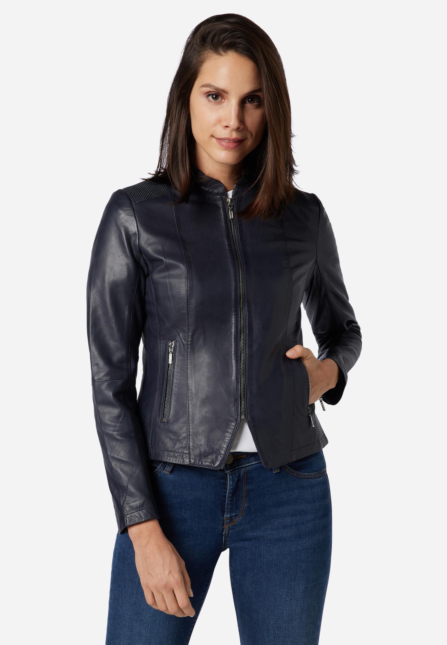 RICANO  Veste en cuir s Abigale, style classique en cuir d'agneau ultra doux 