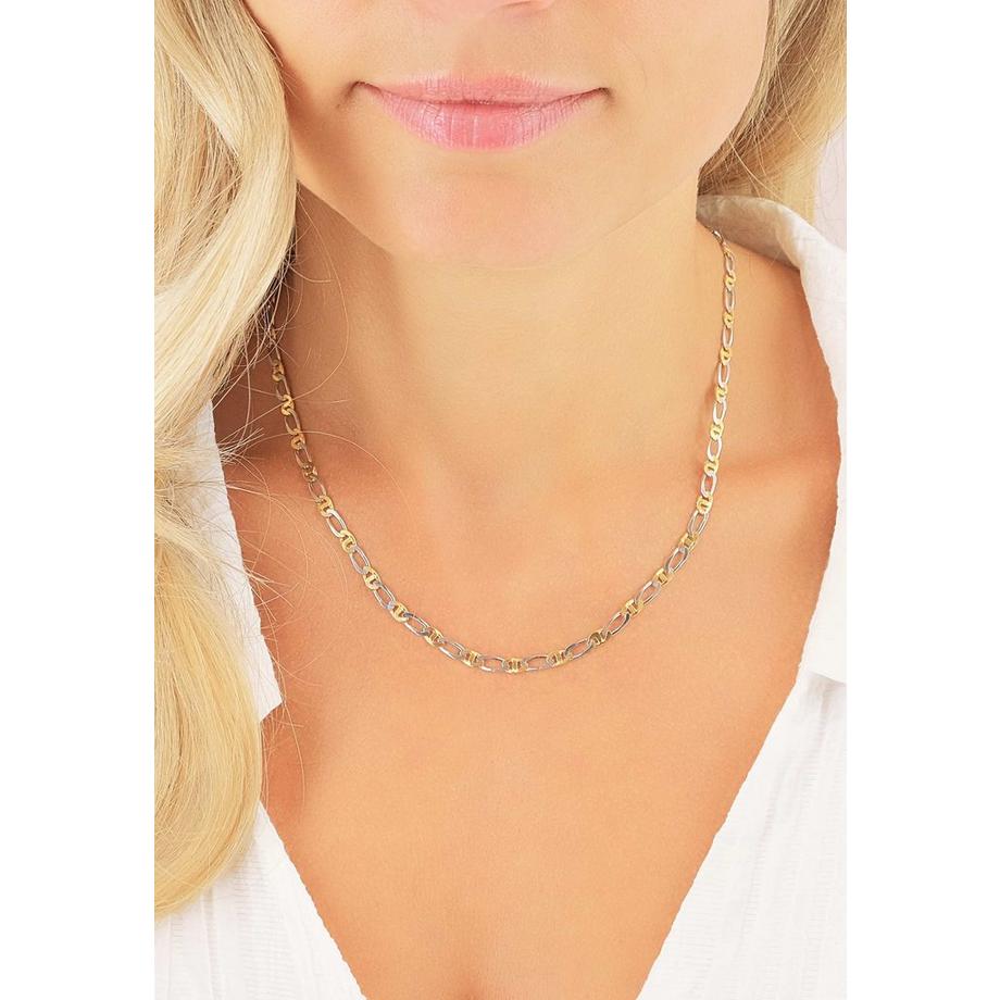 MUAU Schmuck  Collier Fantasie Bicolor Gelbgold-/Weissgold 750, 3.9mm, 45cm 