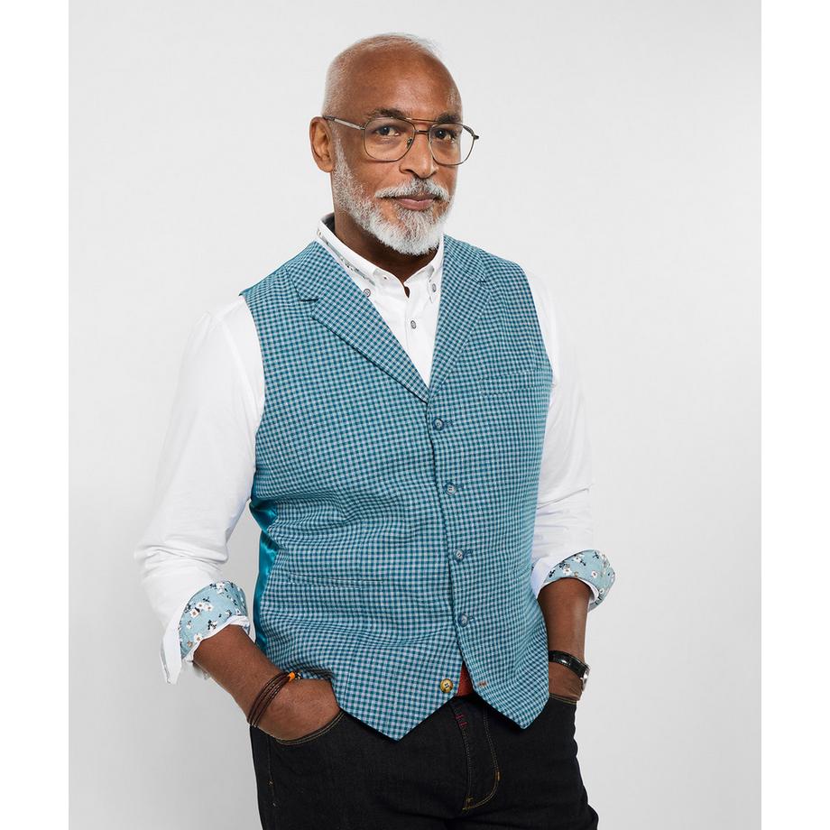 Karierte Weste mit Kragen