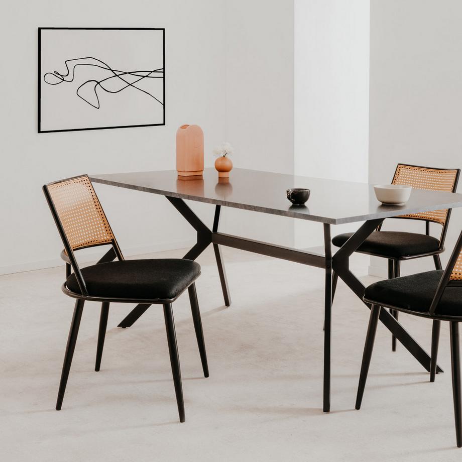 Calicosy Set von 4 Stühlen mit natürlichem Geflecht undem Metallrahmen  - SCHILLER  