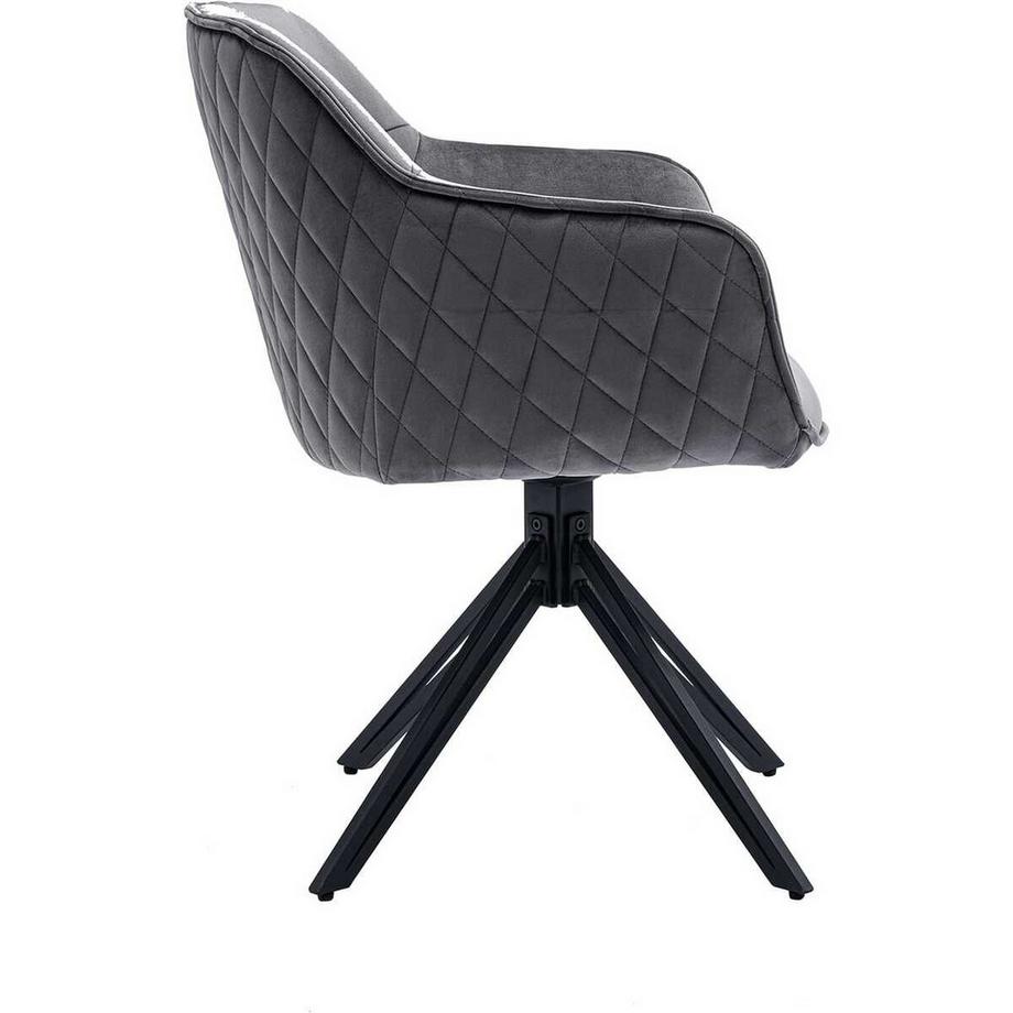 mutoni Sedia da pranzo con braccioli grigio Zebnit  