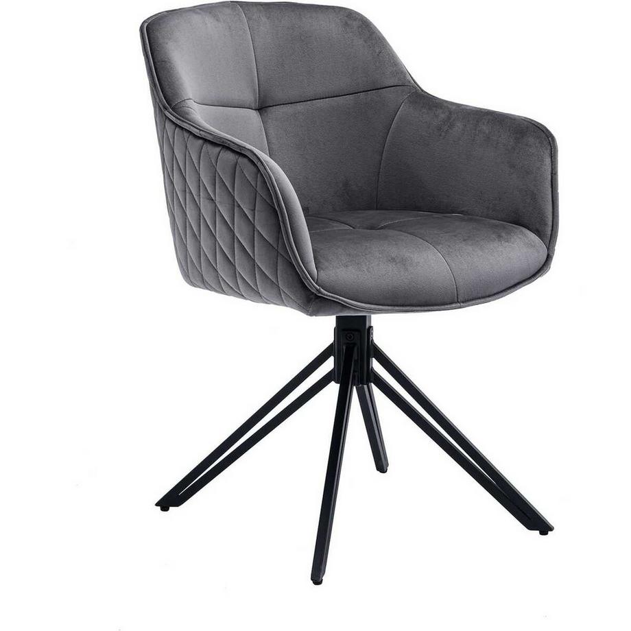 Sedia da pranzo con braccioli grigio Zebnit