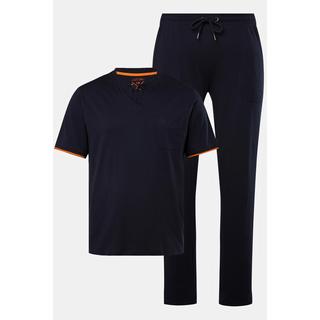 JP1880  Pyjama deux pièces. Pantalon et T-shirt Henley. Jusqu'au 8XL. 