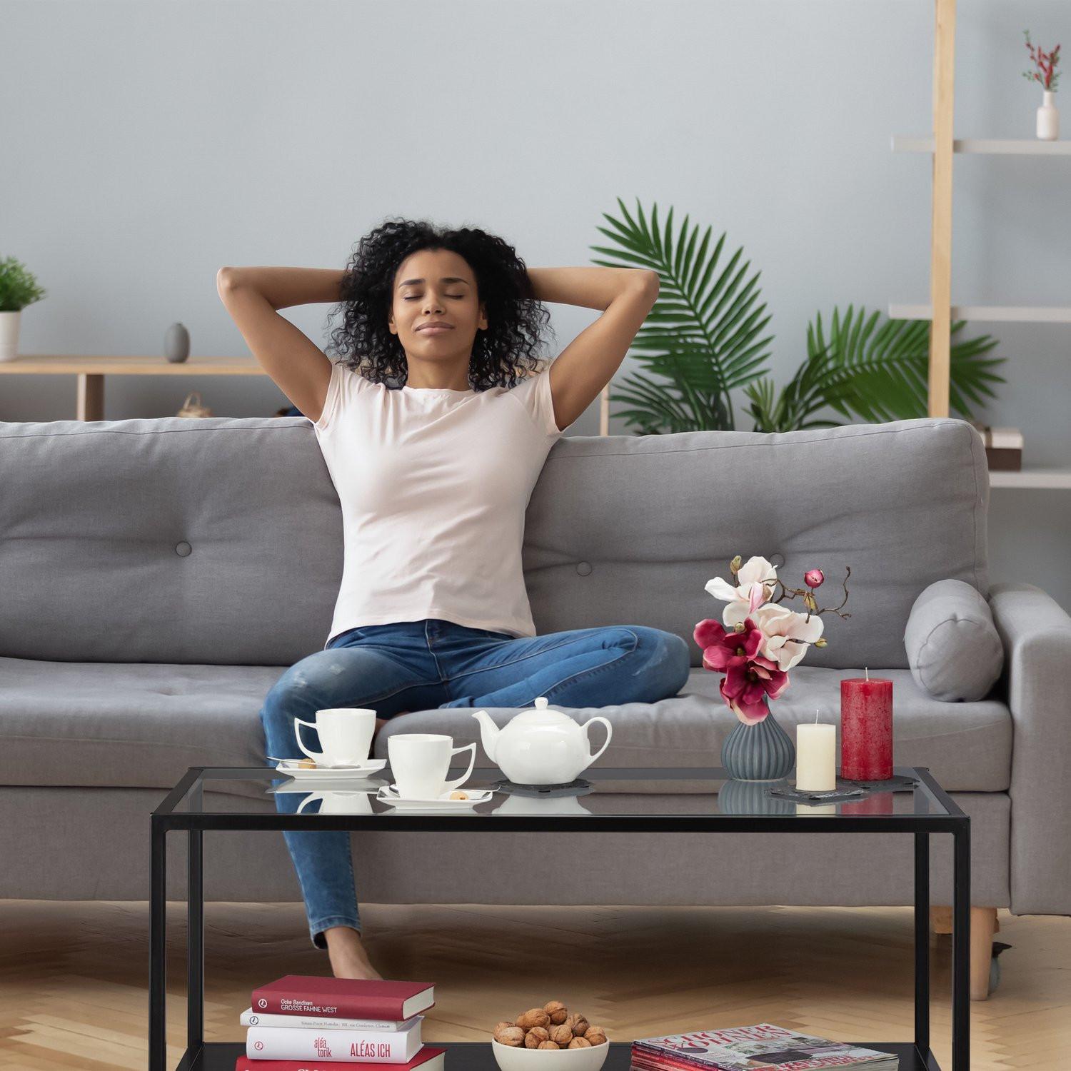 B2X Couchtisch mit Glasplatte  