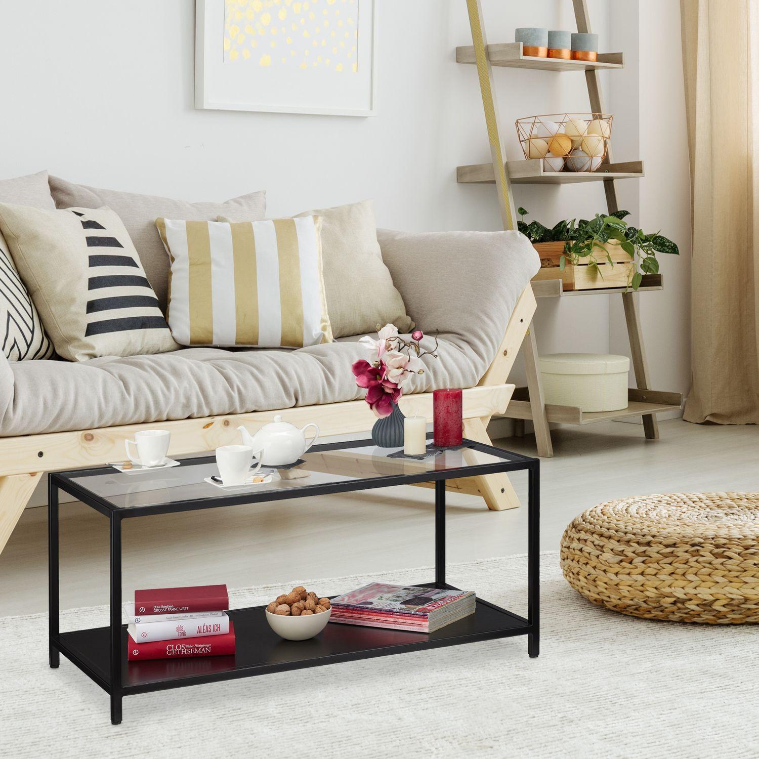 B2X Couchtisch mit Glasplatte  