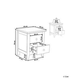Beliani Comodino 2 cassetti en Fibra a media densità (MDF) Rustico JOLIET  