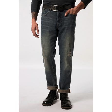 JP1880  Jeans con taglio speciale per l'addome, effetto sdrucito, vestibilità normale e cinque tasche, disponibili fino alla tg. 72 