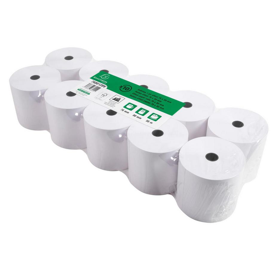 Exacompta Rotolo per scontrini 76x80x12x55 - 1 piega offset extra-bianco 60g/m - x 50  