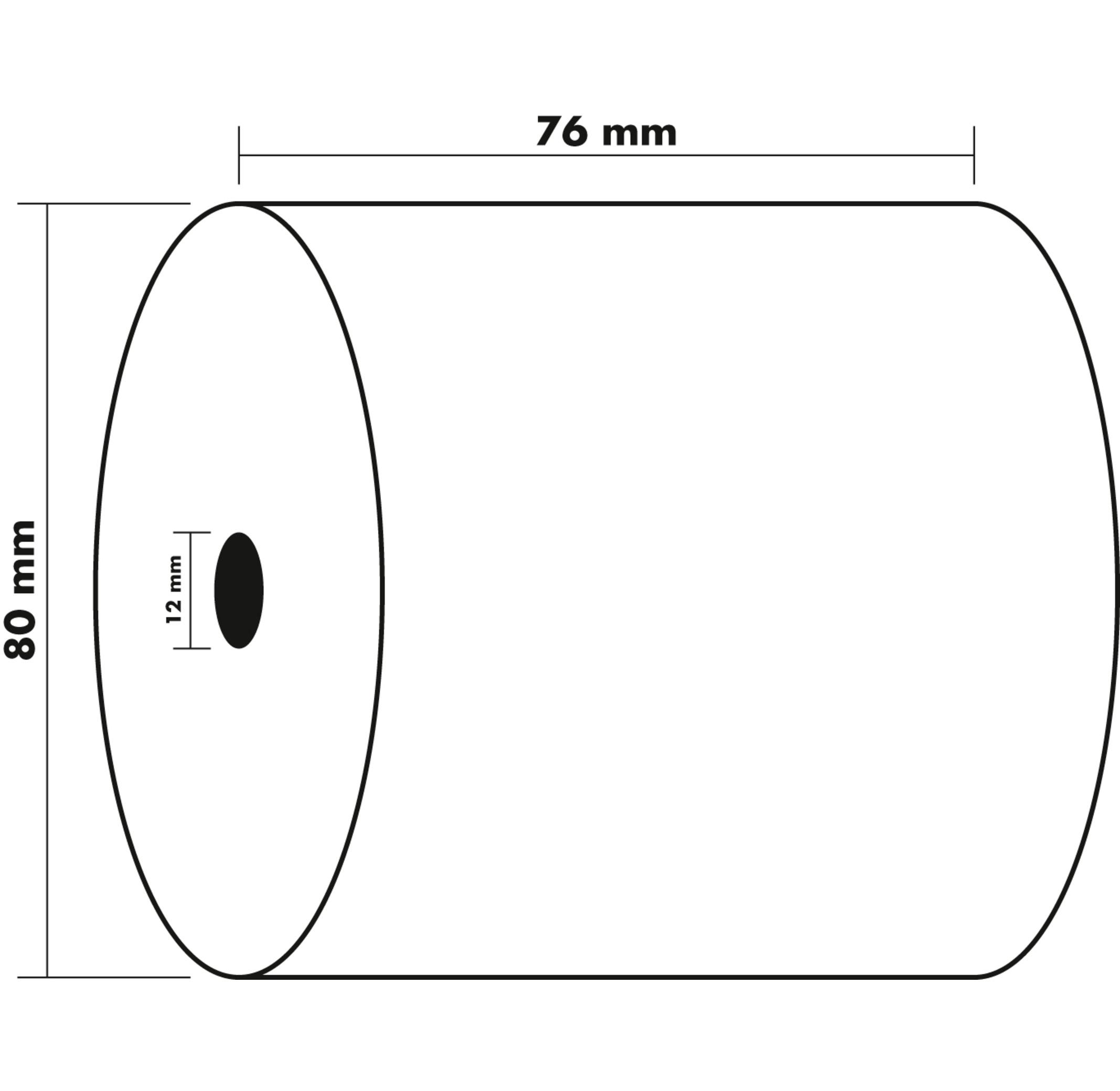 Exacompta Rotolo per scontrini 76x80x12x55 - 1 piega offset extra-bianco 60g/m x 50  