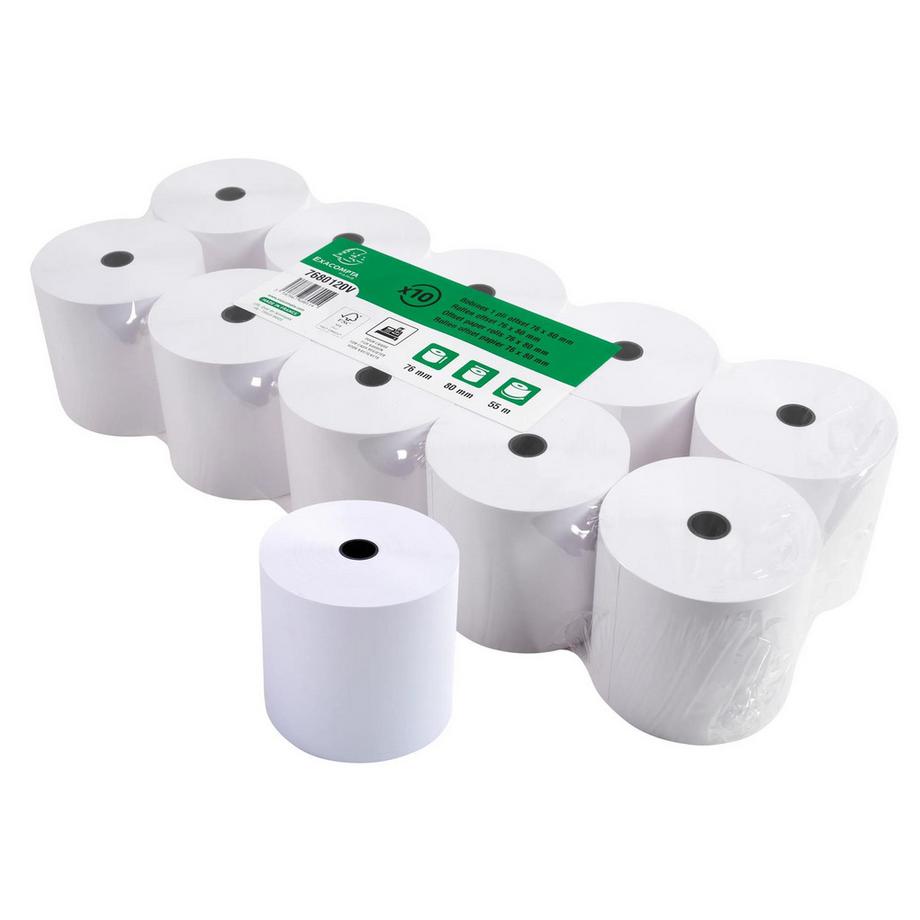 Exacompta Kassenrolle 76mm x 54m, 1-lagig, Offset extraweiß 60g - x 50  