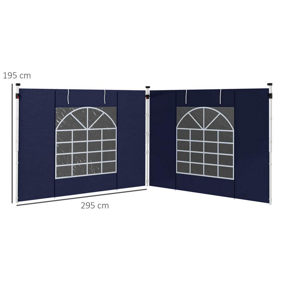 Northio 2 Seitenteile Seitenwände Für 3 X 3/ 3 X 6 M Pavillon, Seitenplanen Mit Fenster, Tür, Ersatzwände Für Partyzelt, Oxford, Blau  