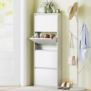 Northio Scarpiera in metallo con 4 alette ribaltabile per scarpe slim per 8 paia di scarpe scarpiera scarpiera da parete per ingresso corridoio 55 x 15 x 139,5 cm bianco |  