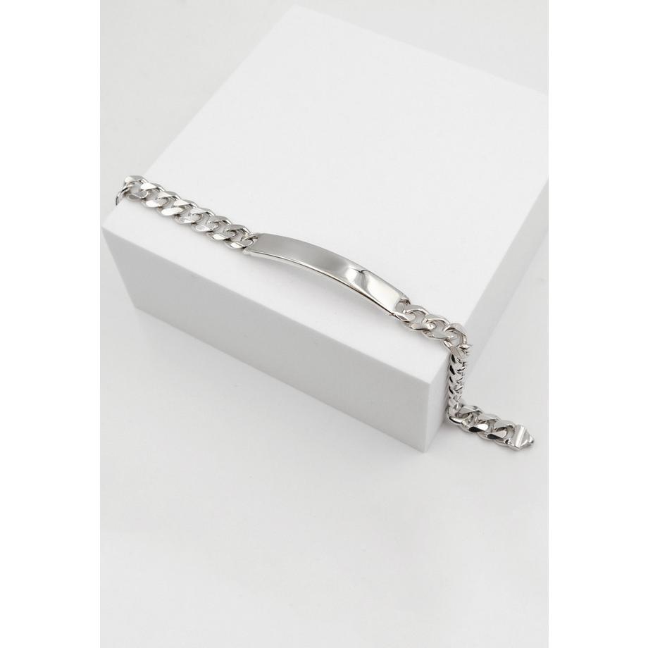 MUAU Schmuck  Plaketten-Armband Silber 925 Panzer, 7.2mm, 19cm 