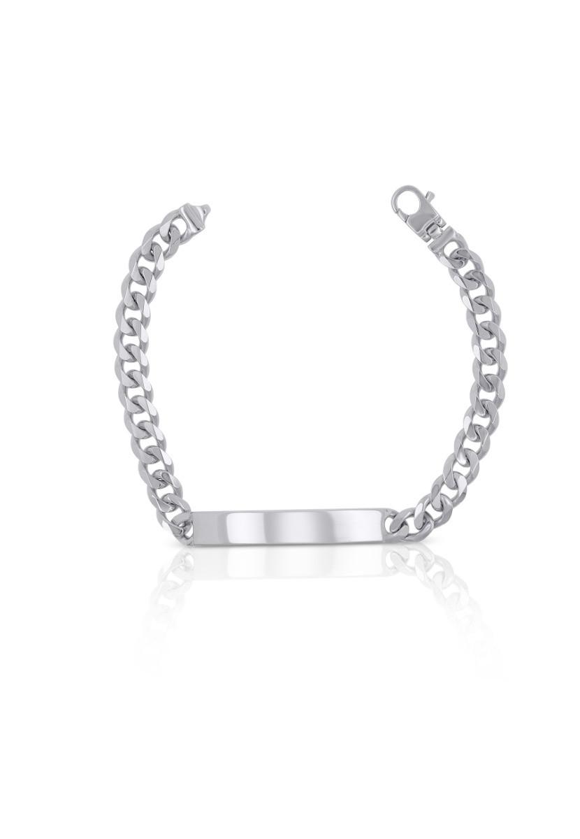 MUAU Schmuck  Plaketten-Armband Silber 925 Panzer, 7.2mm, 19cm 