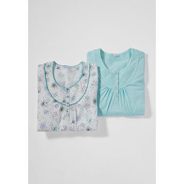 Lot de 2 chemises de nuit maille jersey pur coton peigné.