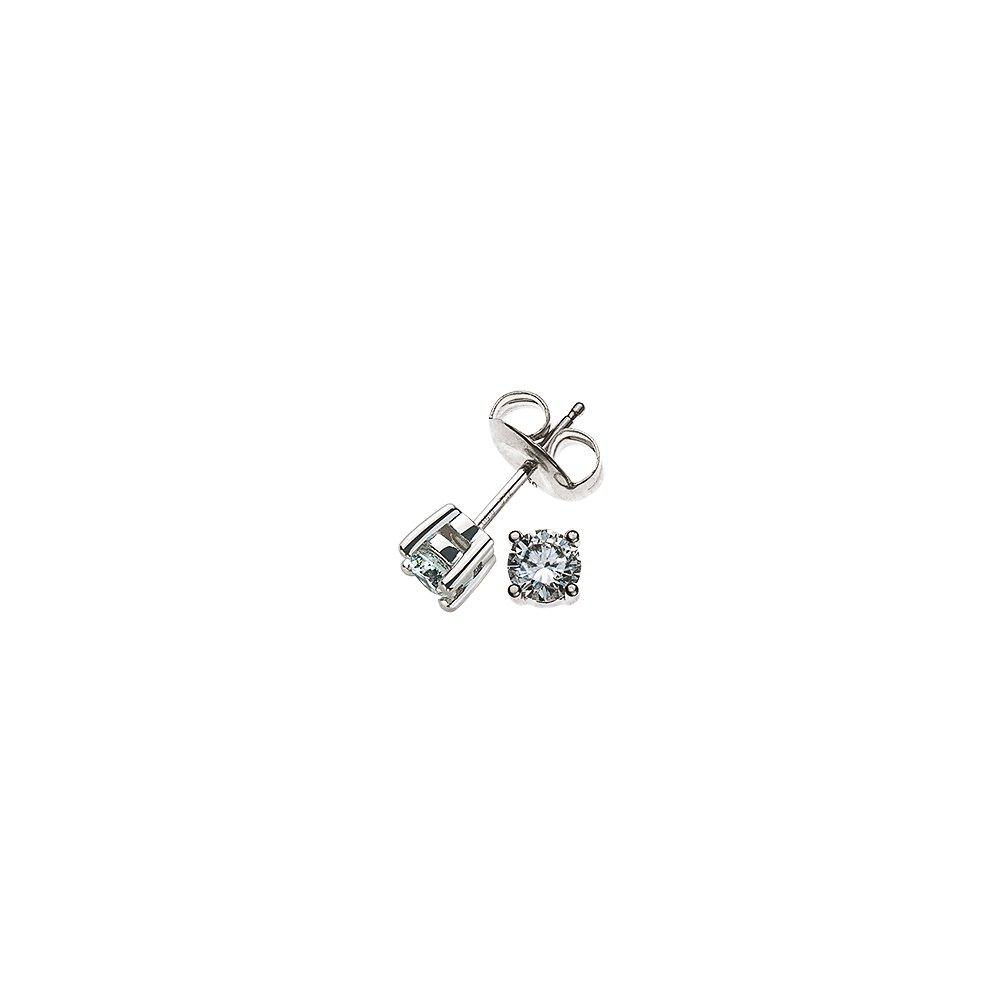 MUAU Schmuck  Clous d'oreilles solitaire 4 poignées en or blanc 750 diamants 0,25ct. 4,5mm 