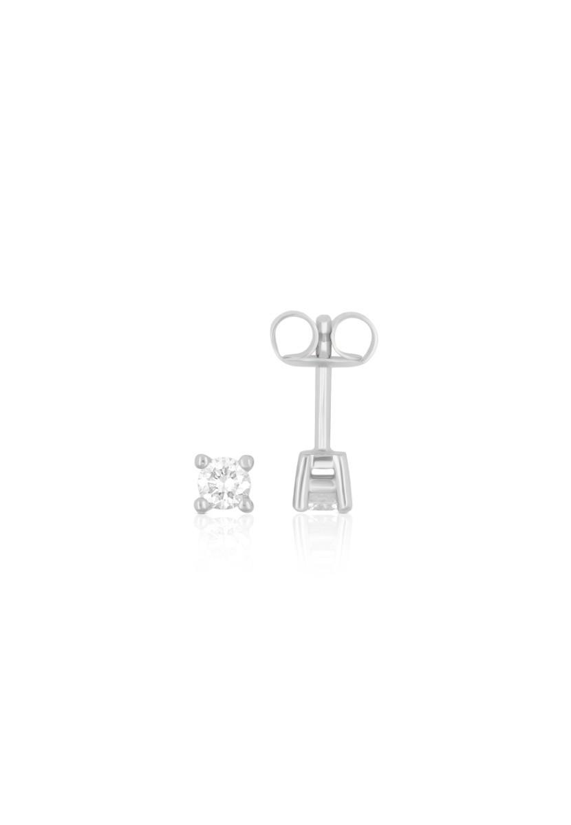 MUAU Schmuck  Clous d'oreilles solitaire 4 poignées en or blanc 750 diamants 0,25ct. 4,5mm 