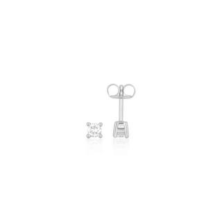 MUAU Schmuck  Clous d'oreilles solitaire 4 poignées en or blanc 750 diamants 0,25ct. 4,5mm 