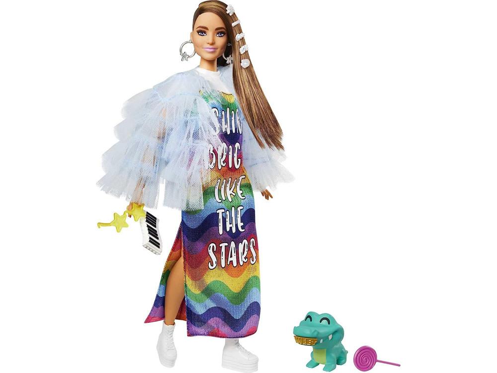 Mattel  Barbie Puppe Extra - Im Regenbogenkleid 