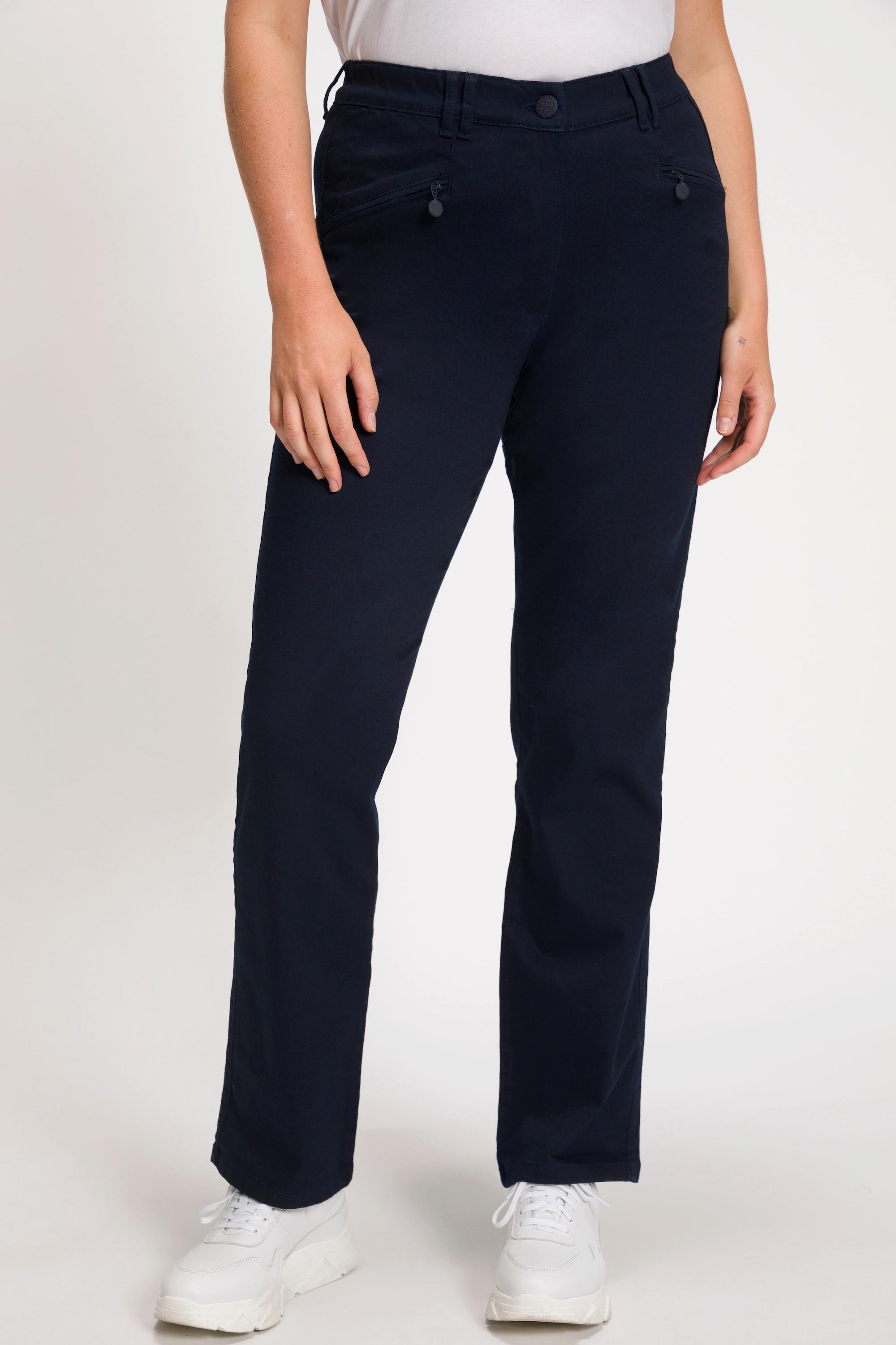 Ulla Popken  Pantalon Mony, collection Basic. Teinture grand teint longue durée. Coupe carotte 