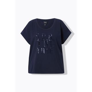 Ulla Popken  T-shirt oversize à paillettes, col rond et manches courtes 