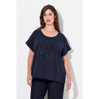 Ulla Popken  T-shirt oversize à paillettes, col rond et manches courtes 