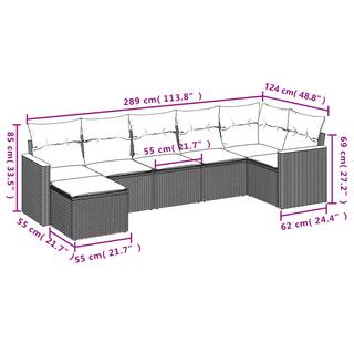 VidaXL Ensemble de canapés de jardin rotin synthétique  