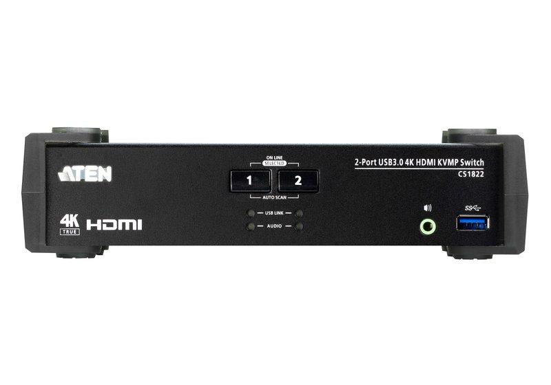 ATEN  2-Port USB 3.0 4K HDMI KVMP™ Switch mit Audio Mixer Modus 