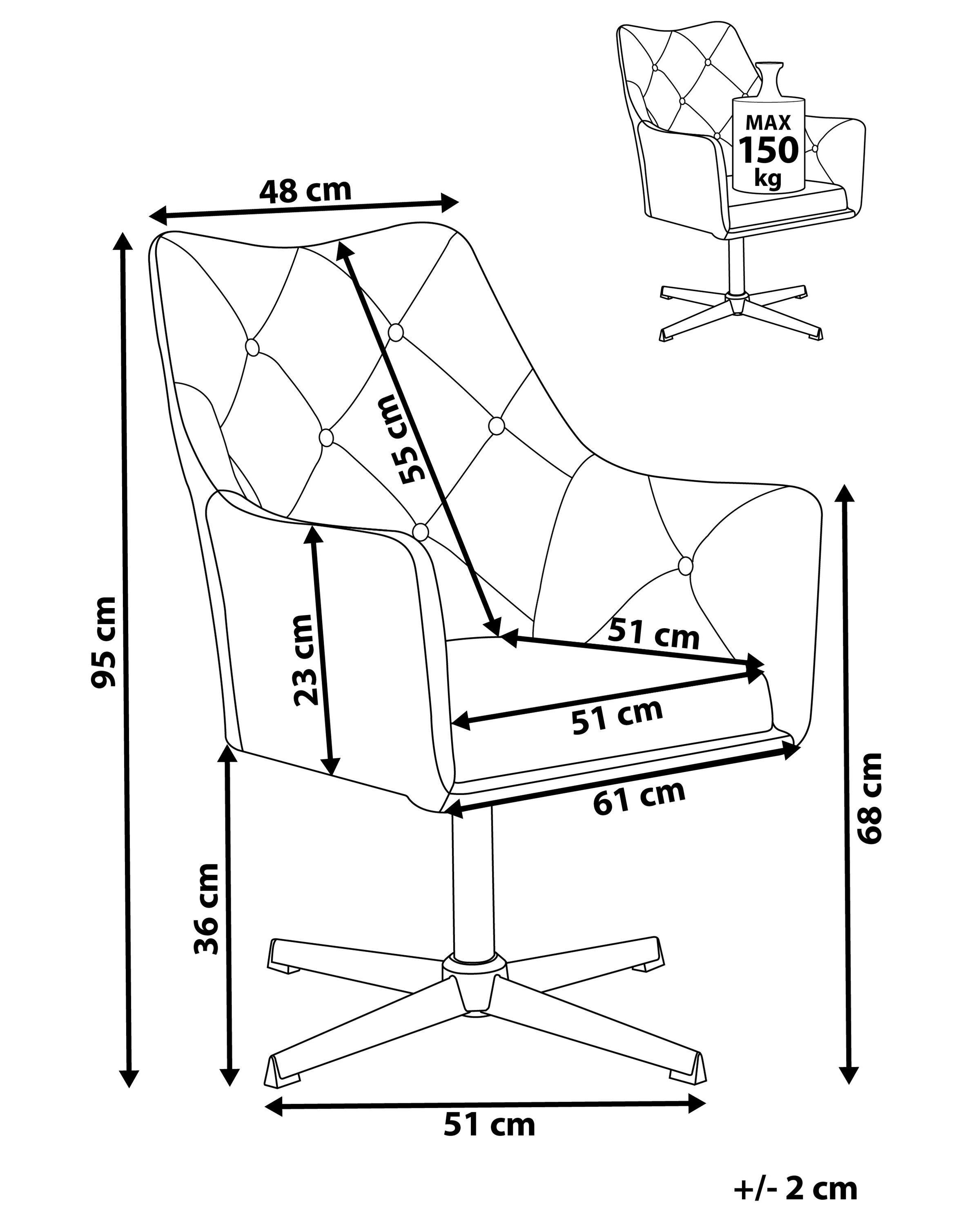 Beliani Fauteuil en Velours Glamour VAKSALA  