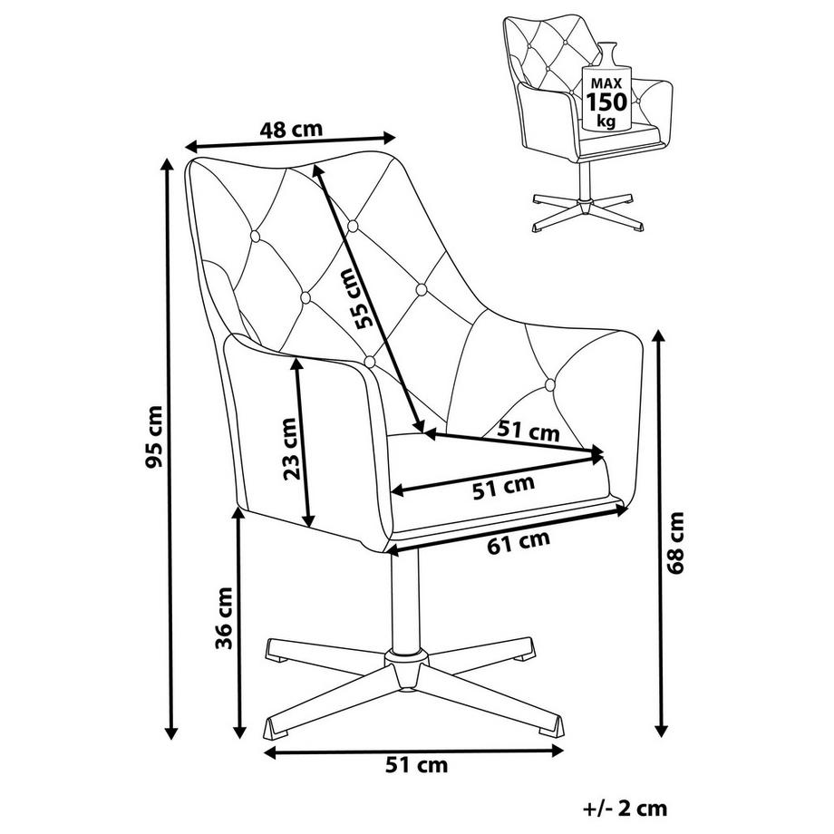 Beliani Drehsessel aus Samtstoff Glamourös VAKSALA  